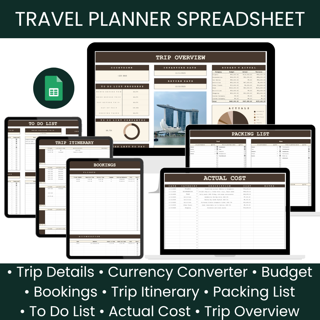 Travel Planner Spreadsheet